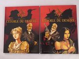 deux livres posés sur une table blanche, sur fond rouge