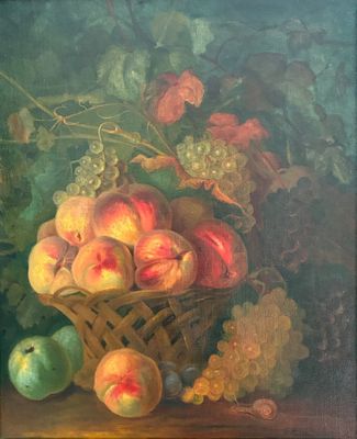 * Eugène BURGAT (1844-1911) Nature morte aux pommes et aux r…