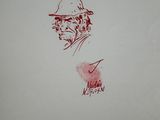 drawing of a man with a hat and a cigarette in his mouth