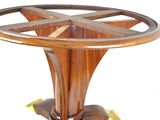 a wooden table with a star design on it