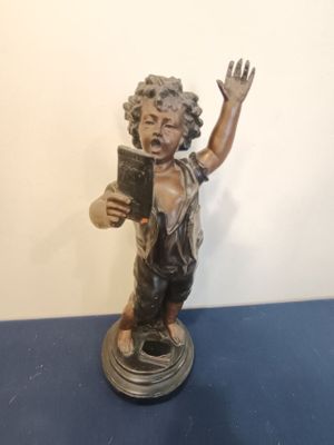 Auguste MOREAU "Enfant musicien", groupe en terre cuite.