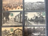 plusieurs vieilles photos en noir et blanc d'une ville où l'on voit une calèche
