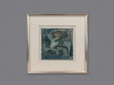 painting of a man on a horse in a frame on a wall