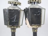 two lamps that have numbers on them on them