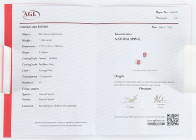 un gros plan d'un certificat posé sur une surface blanche, avec une bordure rouge