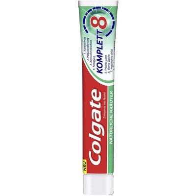 un tube de dentifrice sur fond blanc, avec un tube rouge