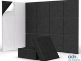 black and white acoustic foam panels with a sheet of black foam