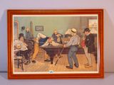 tableau représentant un groupe d'hommes en train de jouer au billard