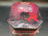 a small tin box with a black cat design on it