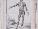 a drawing of a man standing with his arms out