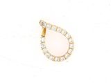 a close up of a diamond and gold earring on a white background