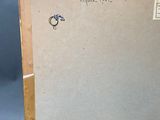 an old picture frame with a drawing of a horse and a bird on it