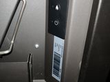 a close up of a door with a sticker on it