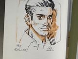 a drawing of a man in a suit and tie in a book