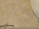 a painting of a vase with a flower inside of it