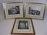 trois photos encadrées représentant un homme et une femme devant un immeuble