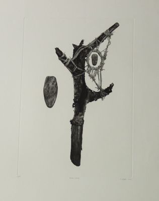 un dessin en noir et blanc représentant un oiseau perché sur une branche
