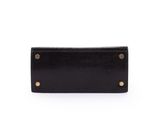 a black leather wallet with gold studs on the front