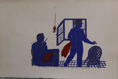 une photo d'un panneau bleu et blanc sur lequel figurent un homme et une femme