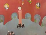 painting of a large group of people sitting around a table in a room