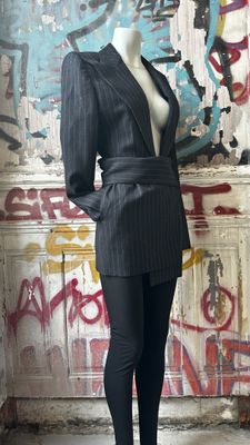 Robe portefeuille T.XS A.VAUTHIER Flanelle Rayures tennis Gris anthrac