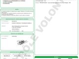 a green and white document with a picture of a plane on it