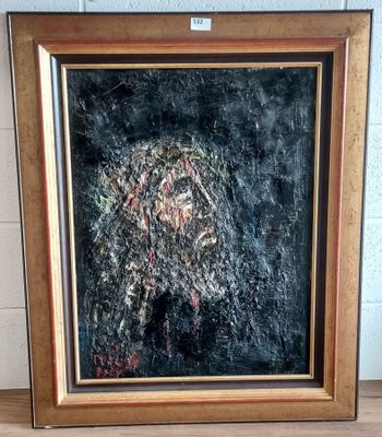 une image représentant un tableau d'un homme en costume noir et cravate