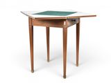 an image of a small table with a green and white top