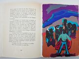 an open book with a picture of a man riding a horse