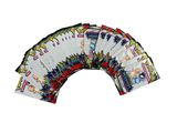 a fan of playing cards on a white background