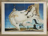 tableau représentant une femme à cheval devant un ciel bleu