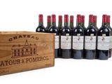six bottles of chateau latour a pompoli in a wooden box