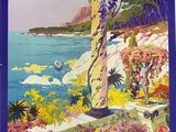 une image représentant un tableau de fleurs accroché à un mur au bord de l'eau
