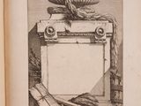 an old book with a picture of a vase on top of it