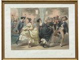 tableau représentant un groupe de personnes dansant dans une salle de bal