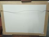 a picture of a white board on display in a glass case