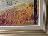 a painting of a tree in a field of flowers