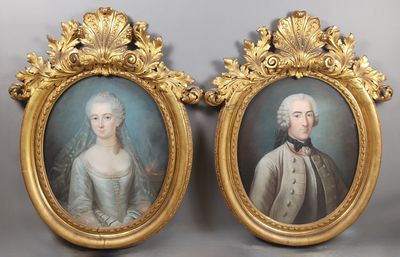 Ecole prussienne XVIIIème. "Portraits d'homme et de dame en …