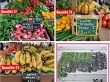 many different types of fruits and vegetables on display