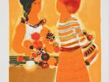 une image représentant un tableau où l'on voit deux femmes debout l'une à côté de l'autre
