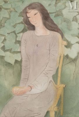 une peinture représentant une femme assise sur une chaise