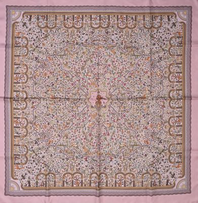 HERMES Paris Carré en twill de soie imprimé titré "Les Jardi… - Photo 1