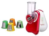 a picture of a red and white kitchen garnisher and four different graters