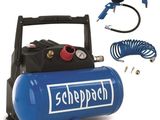 an image of a blue air compressor with a hose and air pump