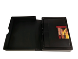 a black folder with a picture of a man on it