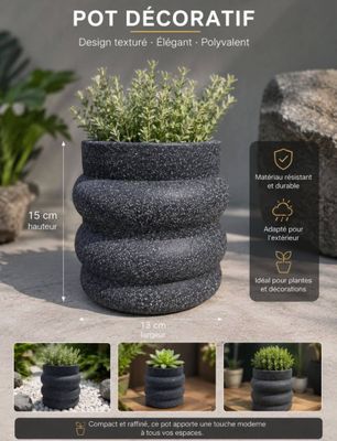 a close up of a pot with plants in it on a table