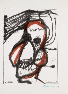 an image of a drawing of a man with a guitar