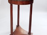 an image of a wooden table with a marble top on a white background