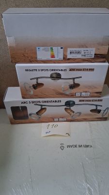 Lot de 4 plafonniers Lunair, arc 3 spots orientables, E14-R5…