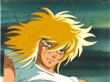 un gros plan sur un personnage de dessin animé aux cheveux blonds et aux yeux bleus